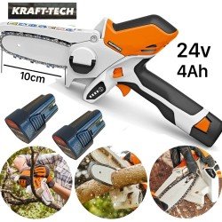 KRAFT-TECH ΚΛΑΔΕΥΤΙΚΟ ΠΡΙΟΝΙ ΜΠΑΤΑΡΙΑΣ 24V 10CM X2 ΜΠΑΤΑΡΙΕΣ 4AH + ΦΟΡΤΙΣΤΗΣ